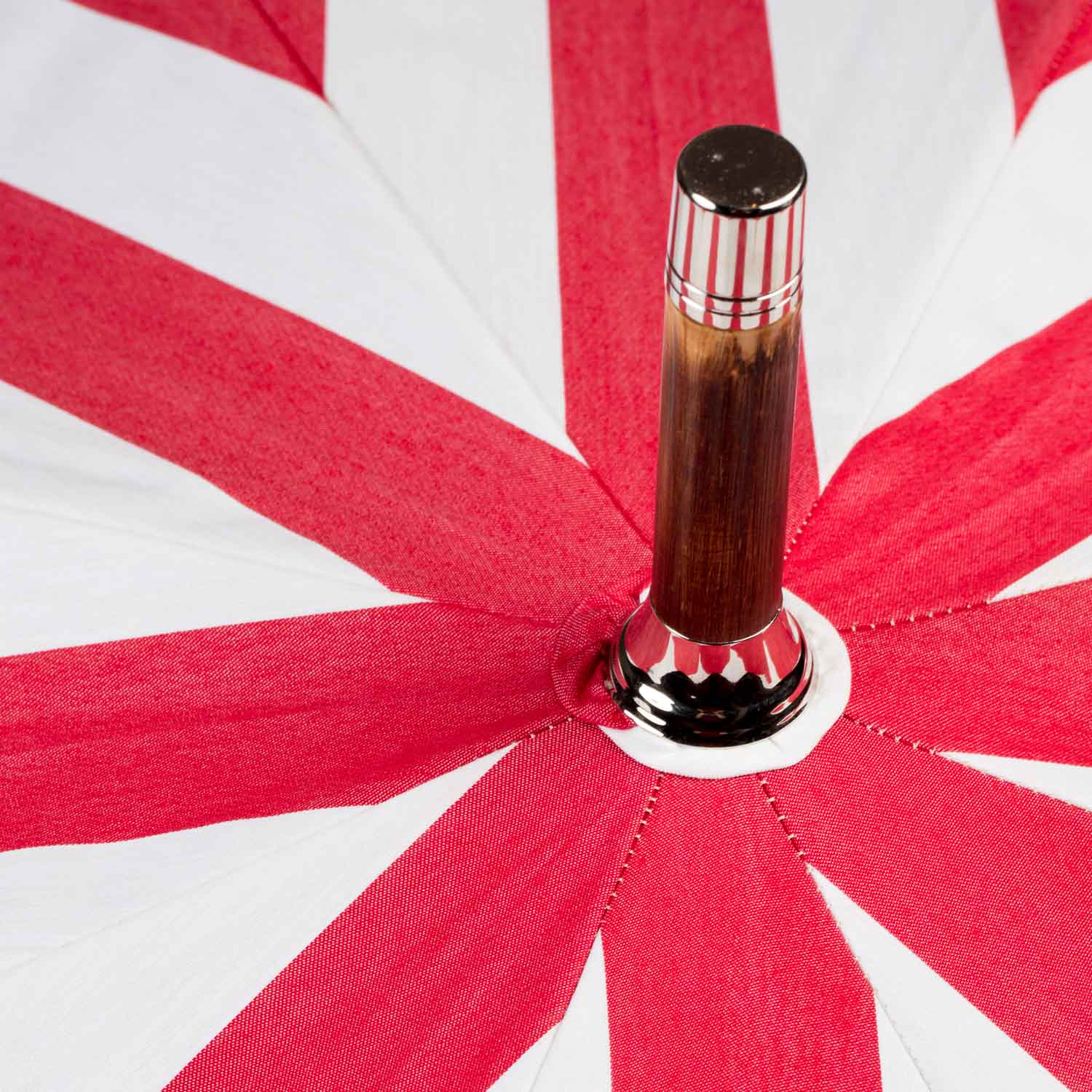 Striped Beach Umbrella "Picknick" with Handle made of Chestnut Root